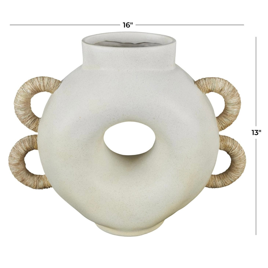 Cream Resin Geometric Round Speckled Decorative Vase