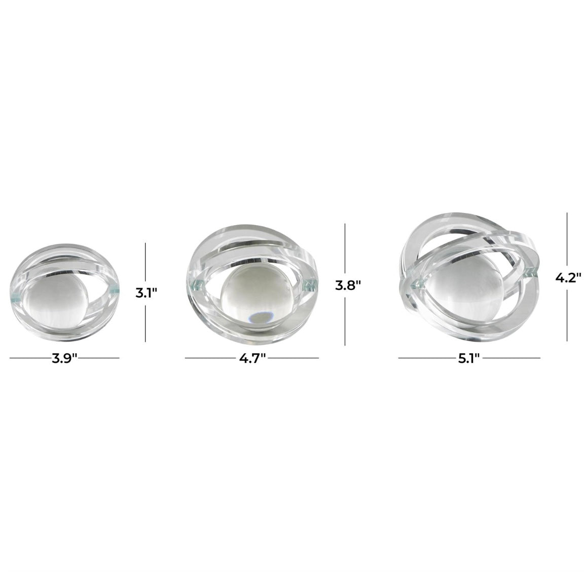 Clear Glass Geometric Orbs Decorative Sculptures
