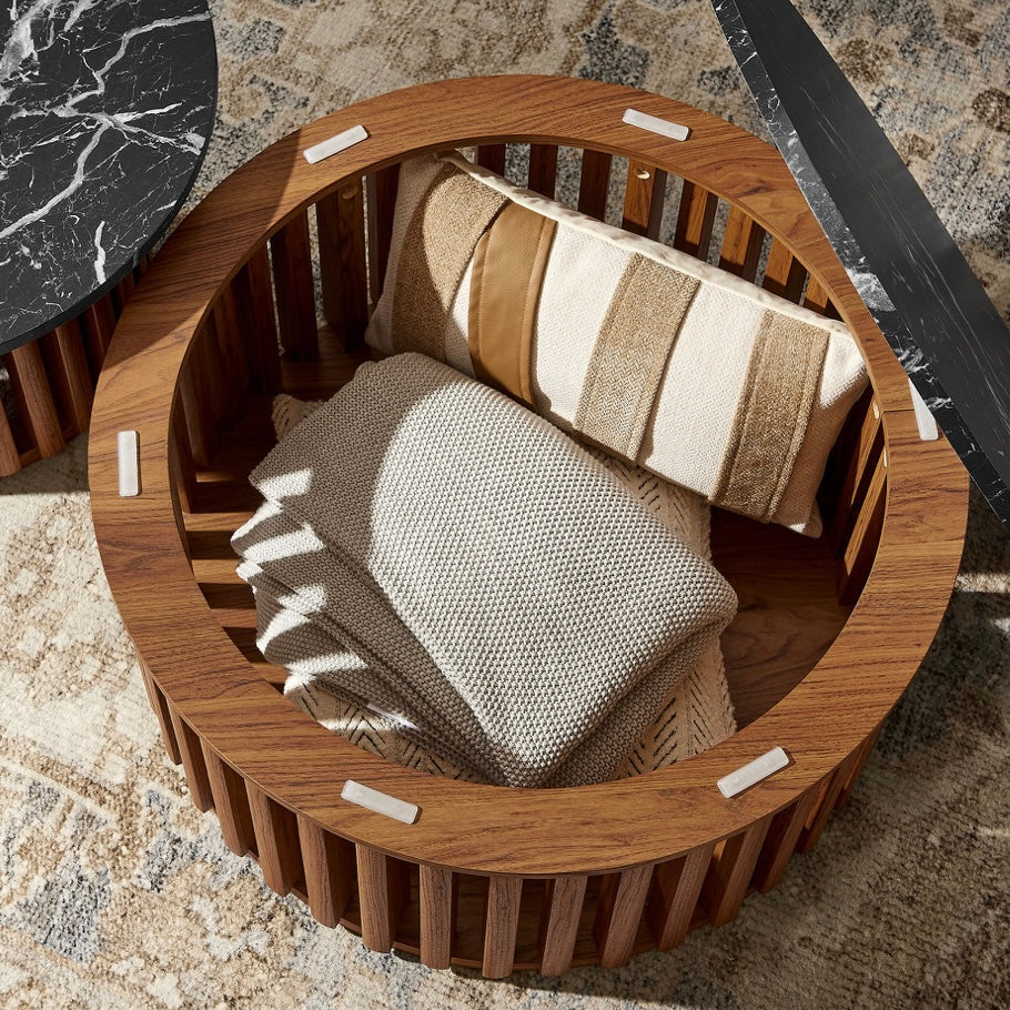 Fortitud Round Faux Marble Top Nesting Coffee Table