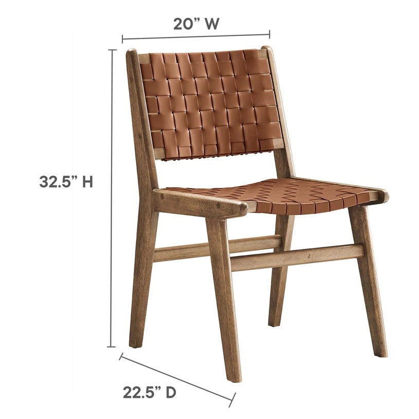 Saoirse Woven Faux Leather Dining Chair