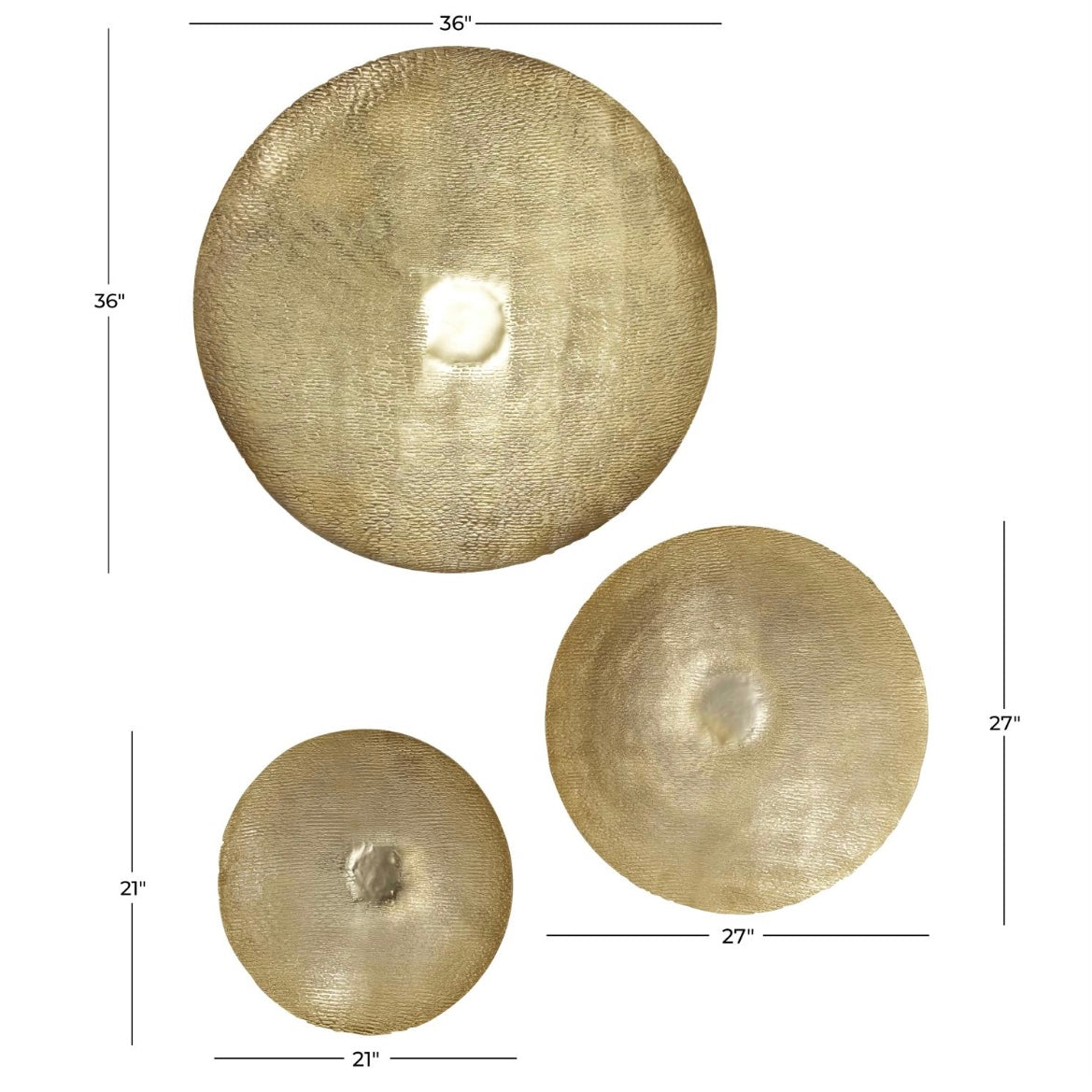 Large gold metallic wall mounted disk