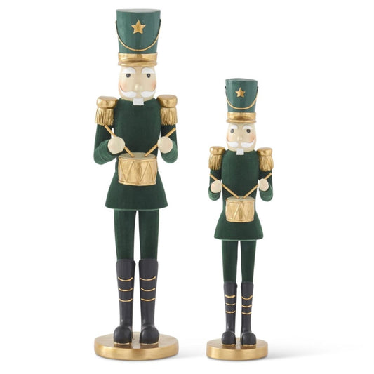 Soldiers With Drums Set of 2 - Green/Gold