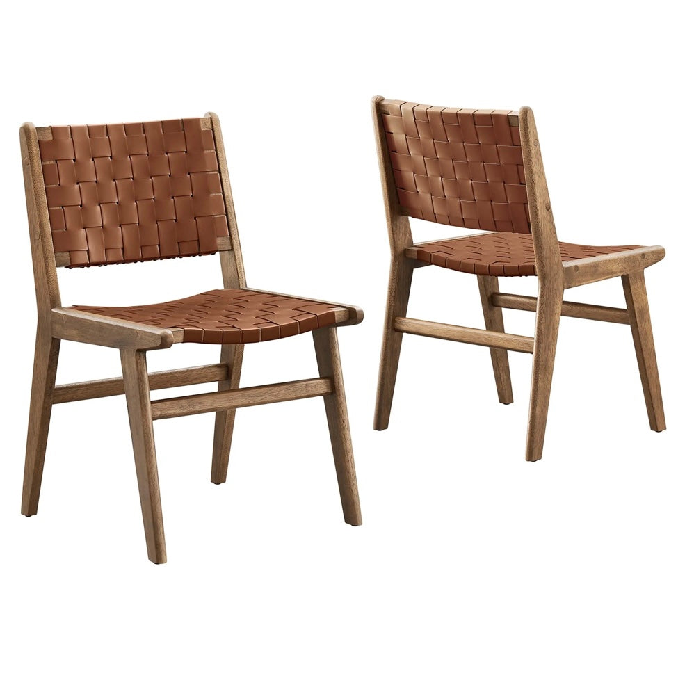 Saoirse Woven Faux Leather Dining Chair