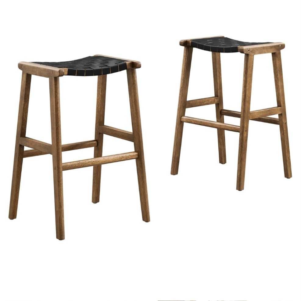 Saoirse Faux Leather Wood Barstool