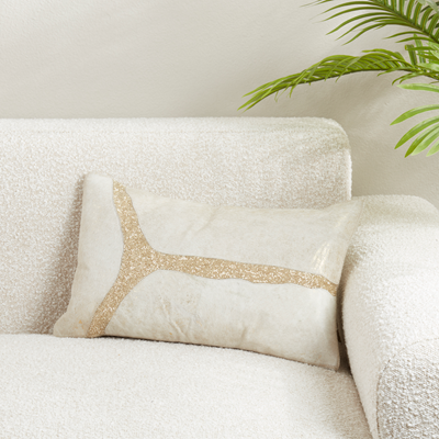 Foiled Hair On Leather Patchwork Pillow