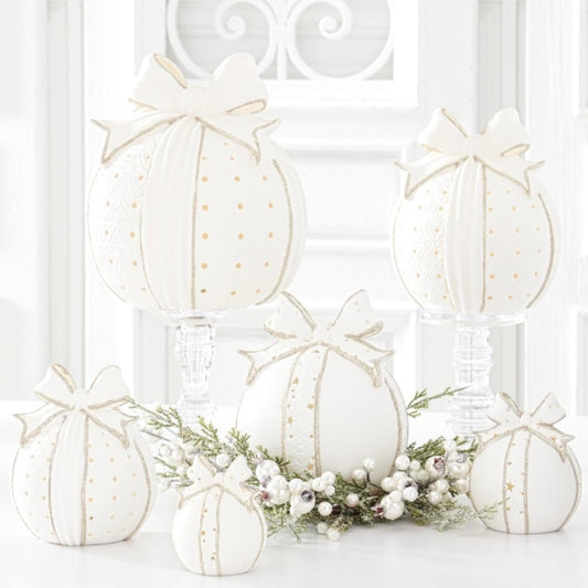 Set of 3 - Cutout White Porcelain LED Tabletop Ornamnetns