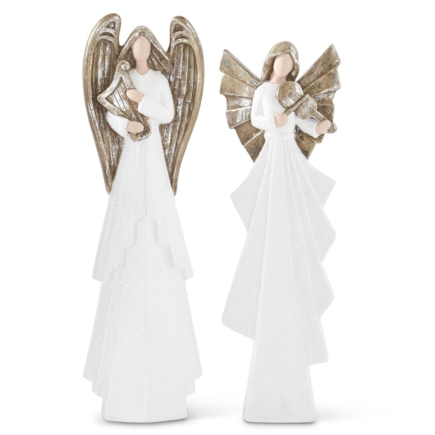Set of 2 - Glittering Angels with Instruments