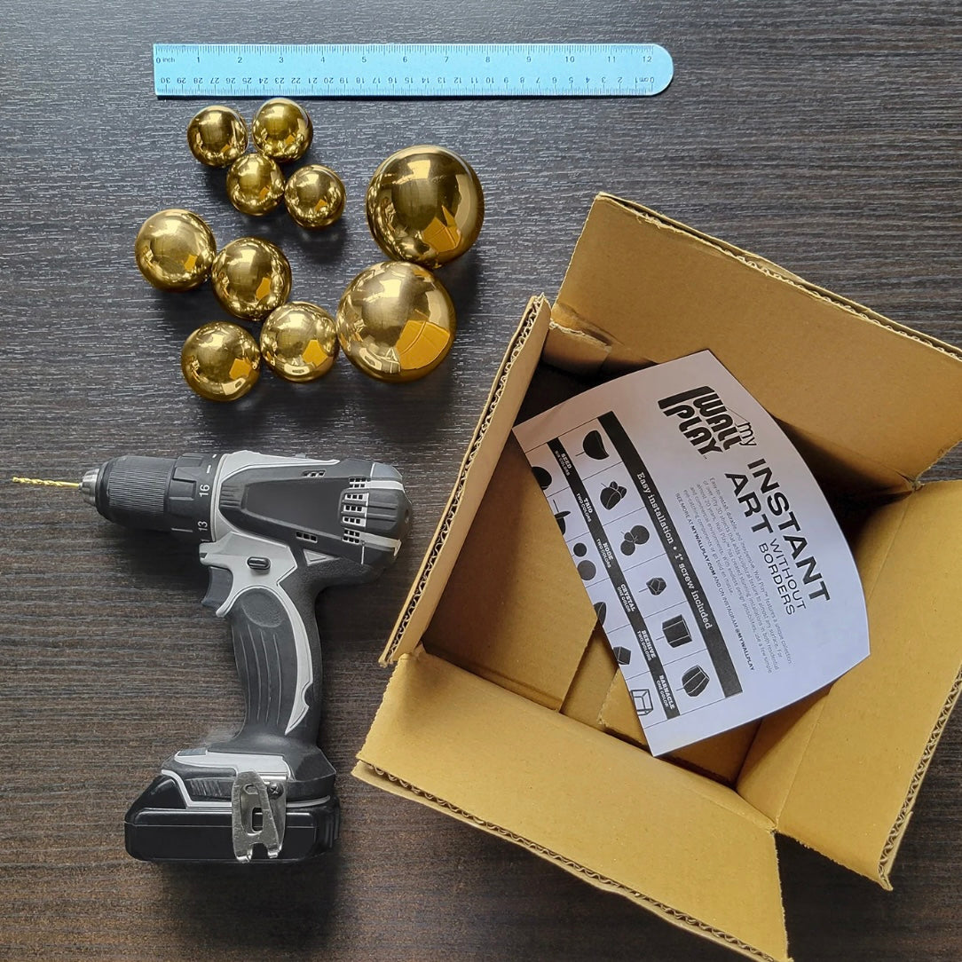 Wall Play Orbs Set of 10 - Glossy Gold