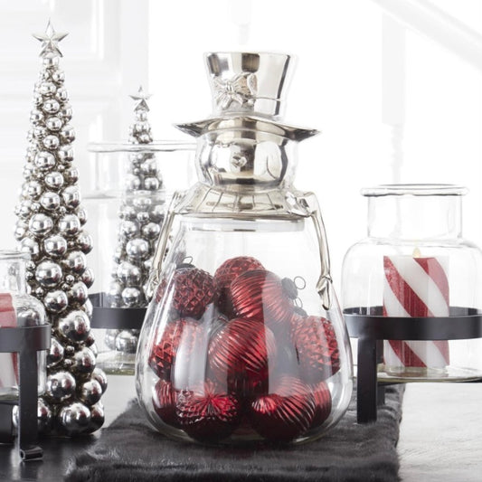 17” Glass Snowman Canister