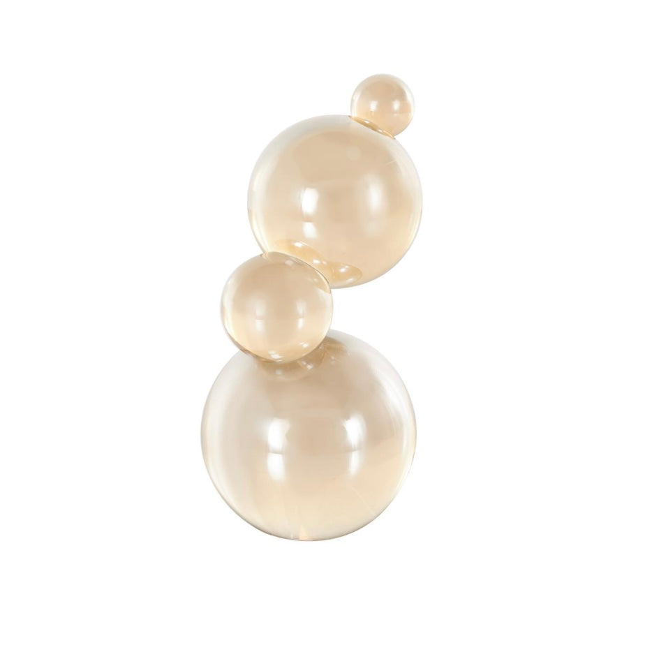 Stacked Abstract Beige Orbs Sculpture
