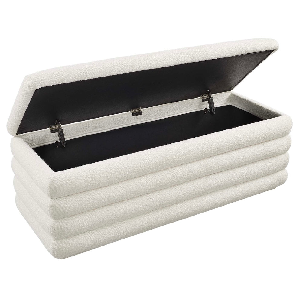 Mezzo Boucle Upholstered Storage Ottoman