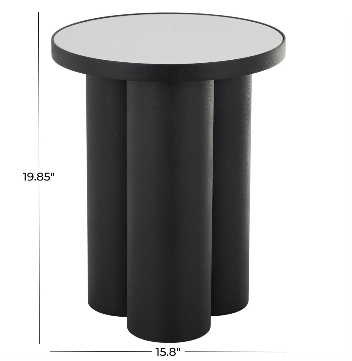 Black Metal Accent Table With White Marble Top
