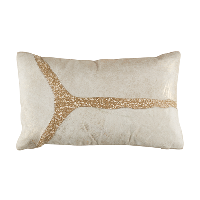 Foiled Hair On Leather Patchwork Pillow