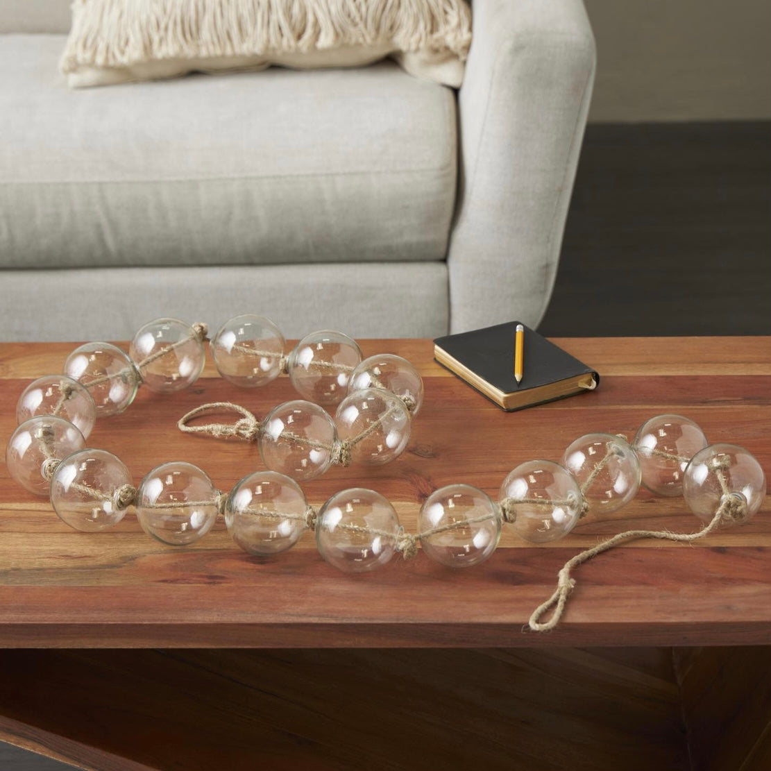 Clear Glass Orb Knotted rope Garland
