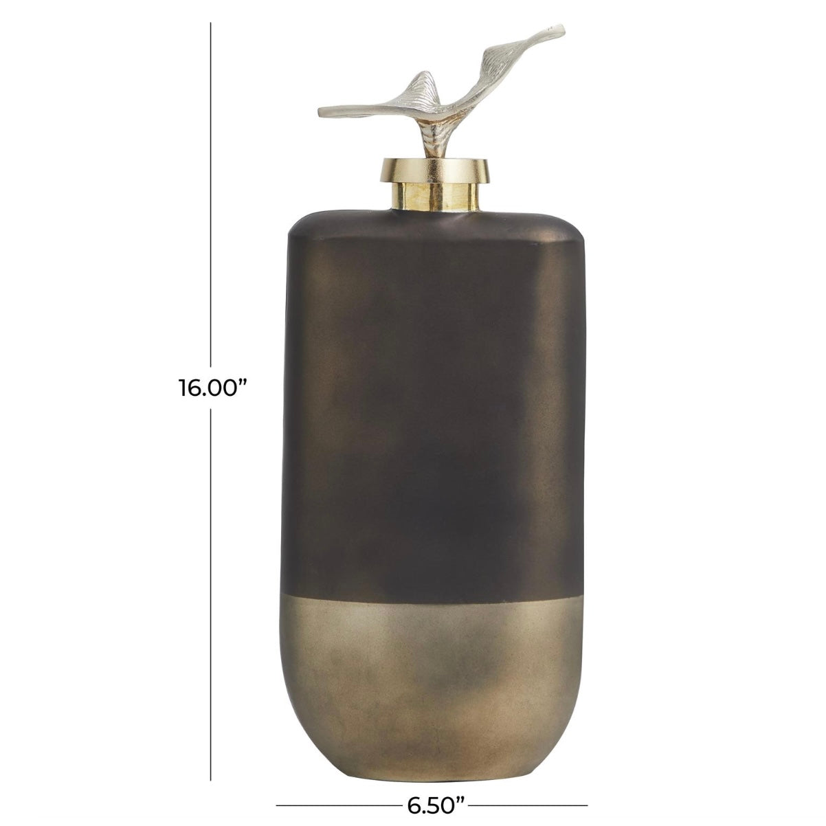 Bronze Glass Abstract Colorblock with Gold Accents and Silver Wave Top