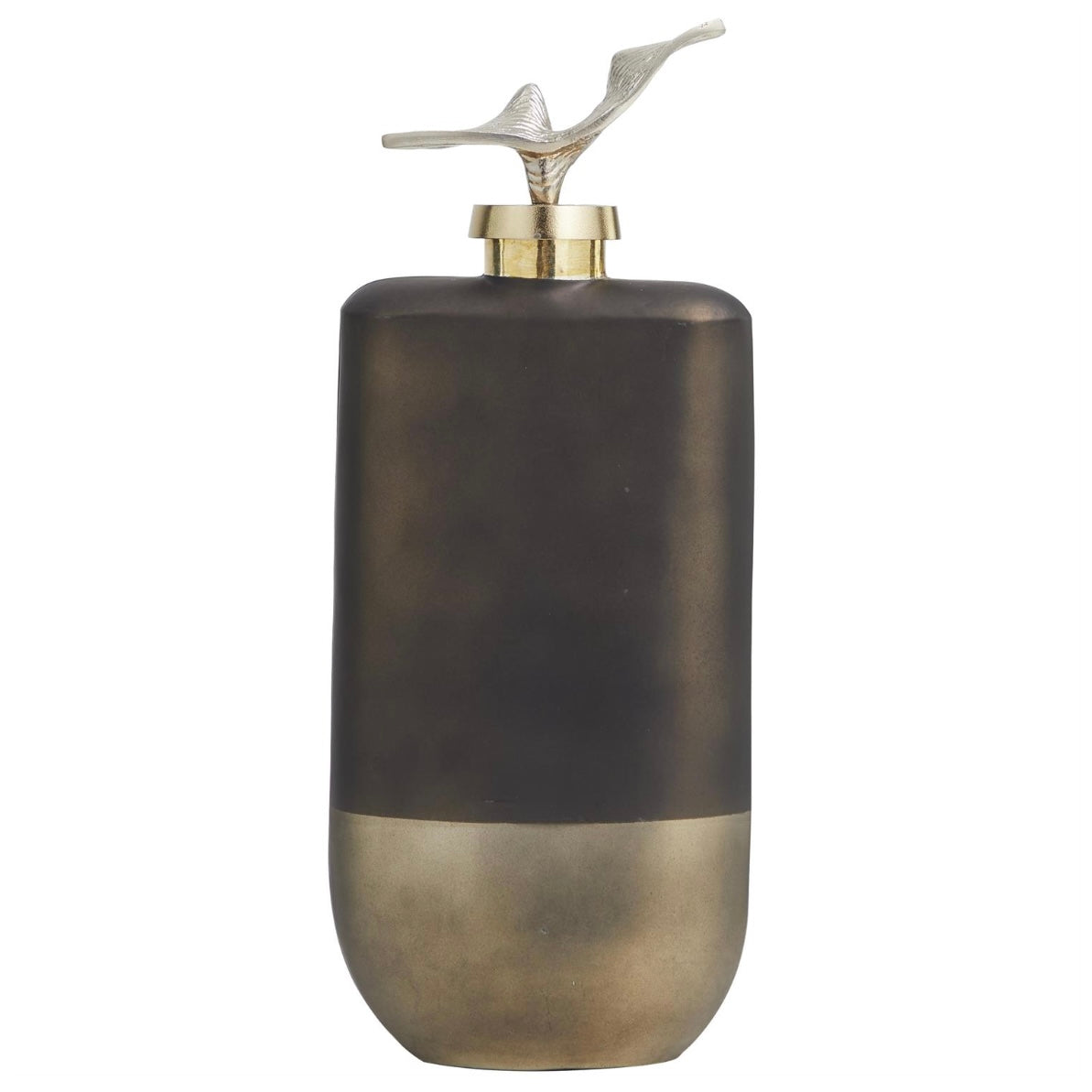 Bronze Glass Abstract Colorblock with Gold Accents and Silver Wave Top