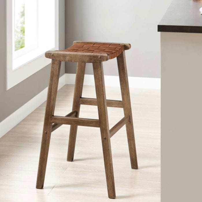 Saoirse Faux Leather Wood Barstool