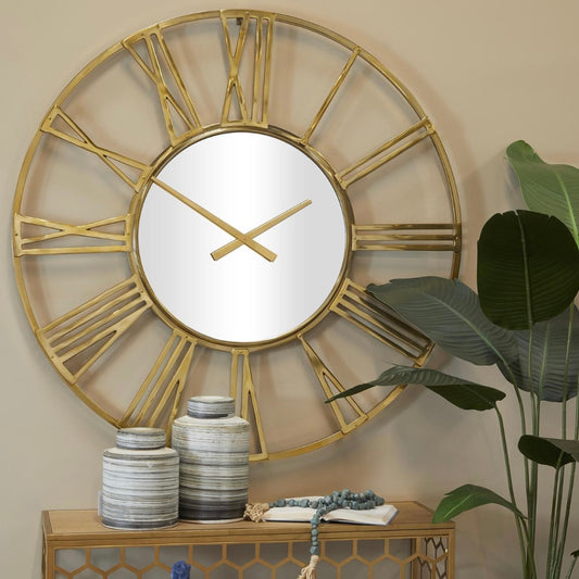 Gold mirrored decorative wall clock