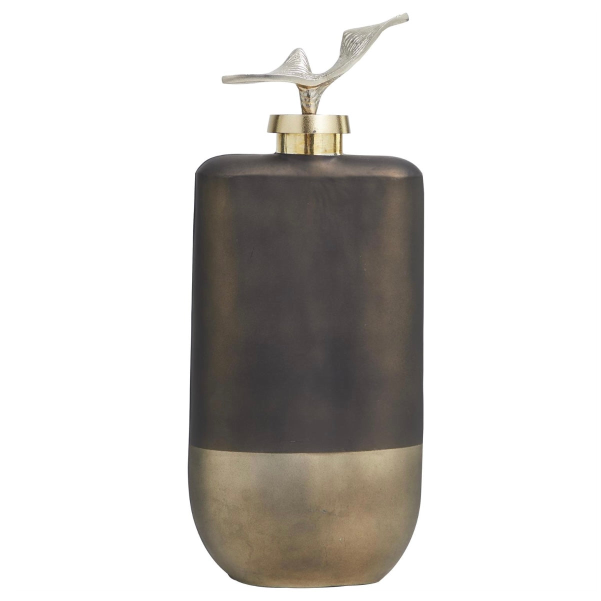 Bronze Glass Abstract Colorblock with Gold Accents and Silver Wave Top
