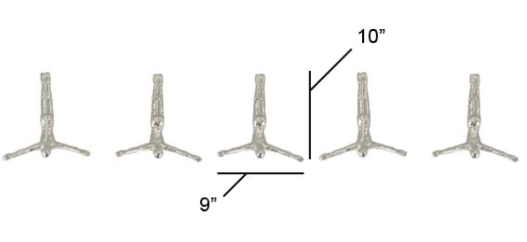 set of 5 - Silver aluminum divers wall decoration