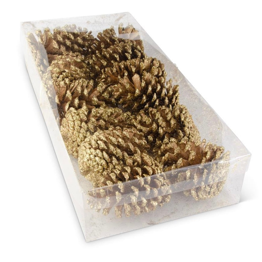 14” Glittering Gold Pinecone Ornaments