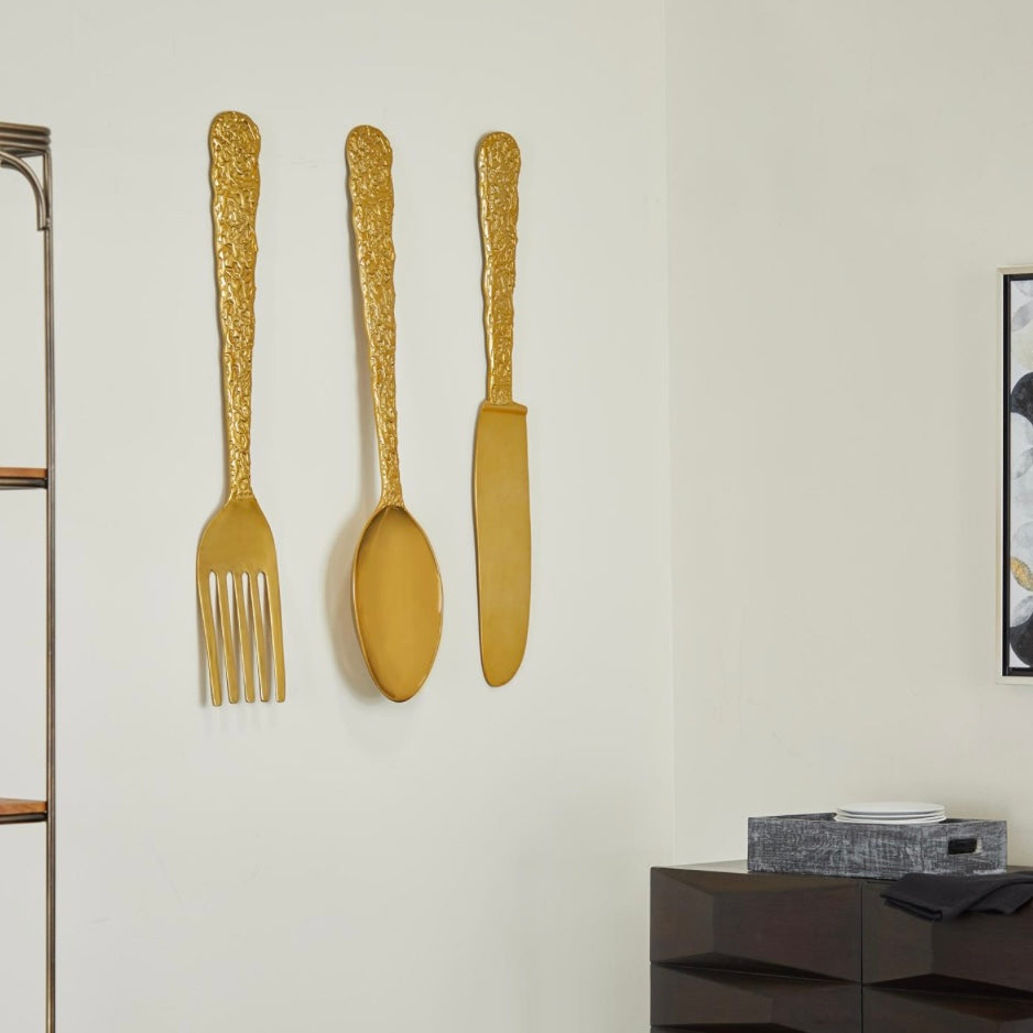 Aluminum Metal Utensils Wall Decor