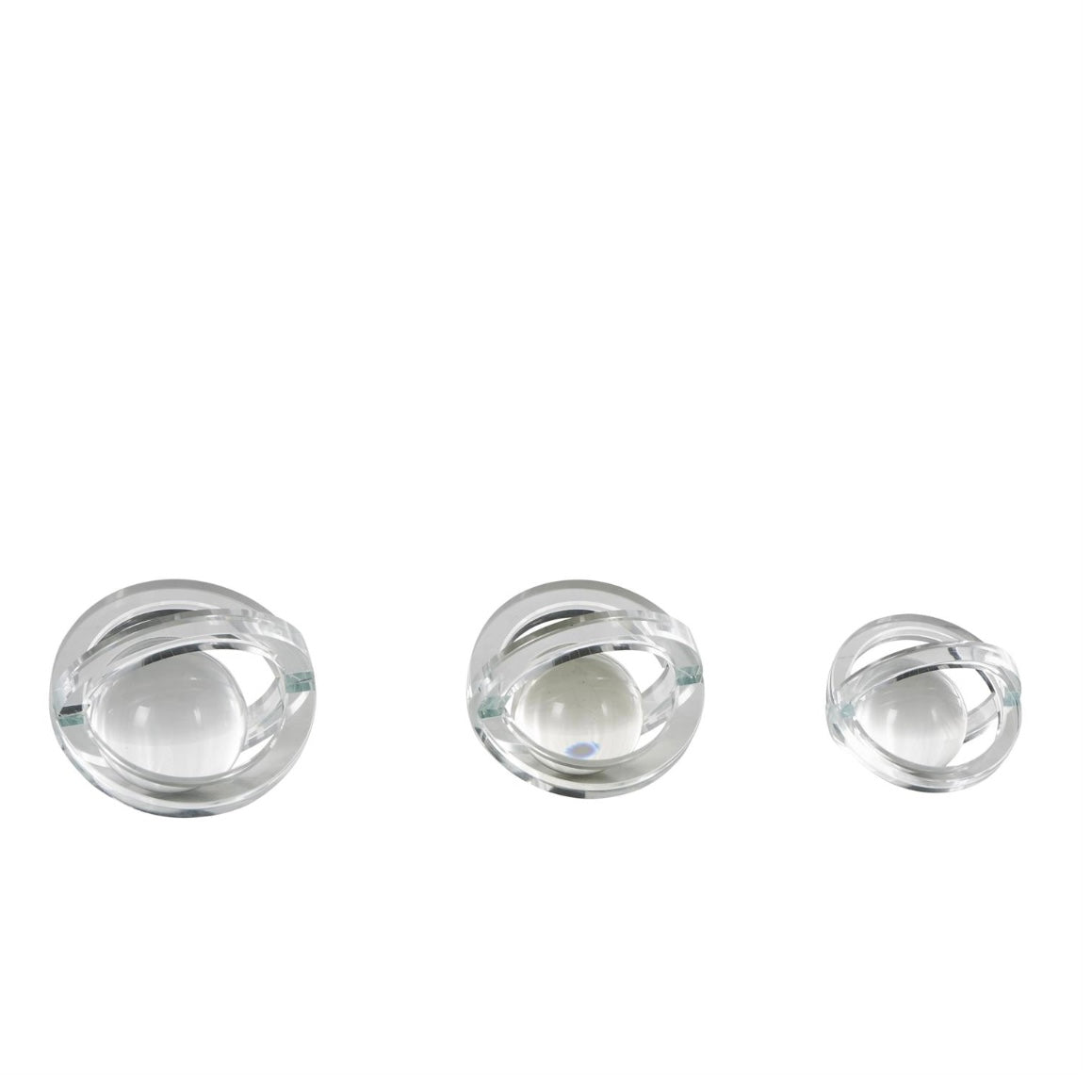Clear Glass Geometric Orbs Decorative Sculptures