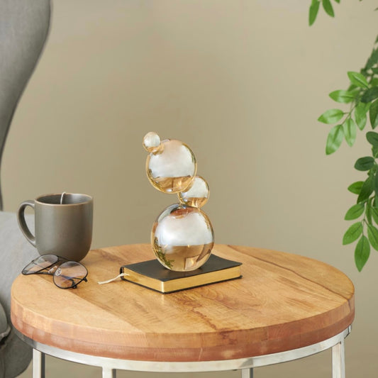 Stacked Abstract Beige Orbs Sculpture