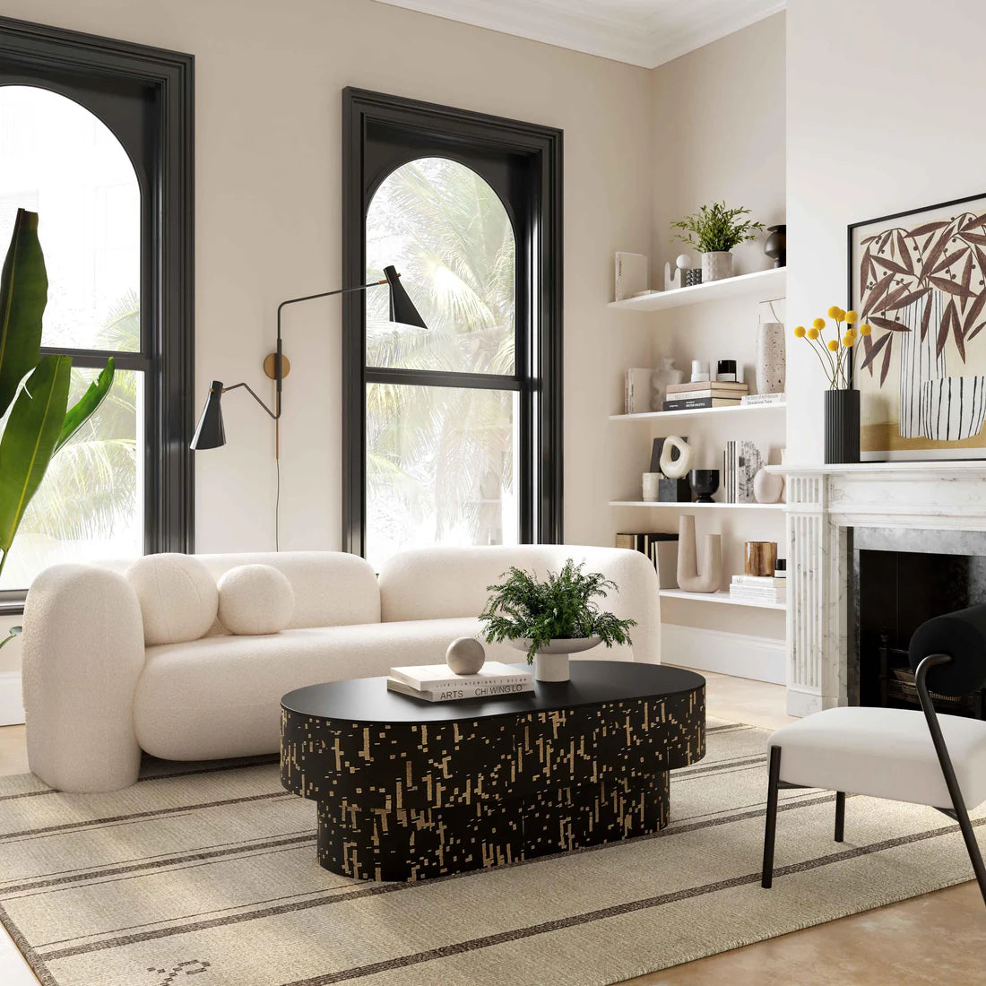 Amelie 91” faux fur sofa