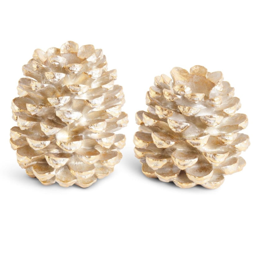 Antique Gold Resin Pinecone Candleholders