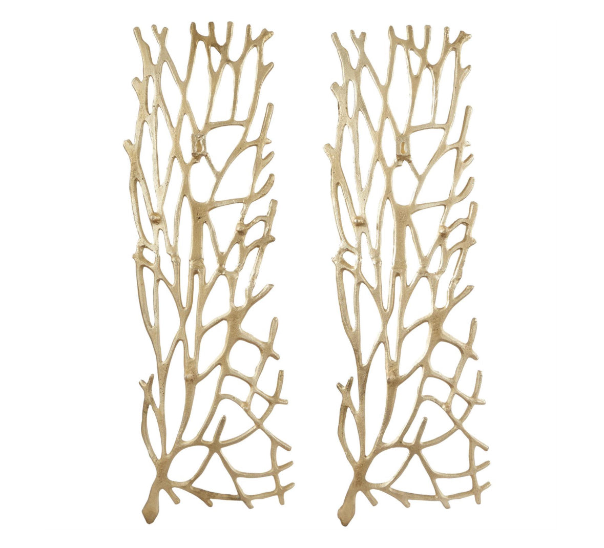 Gold Aluminum Metal Coral Wall Decor - Set of 2