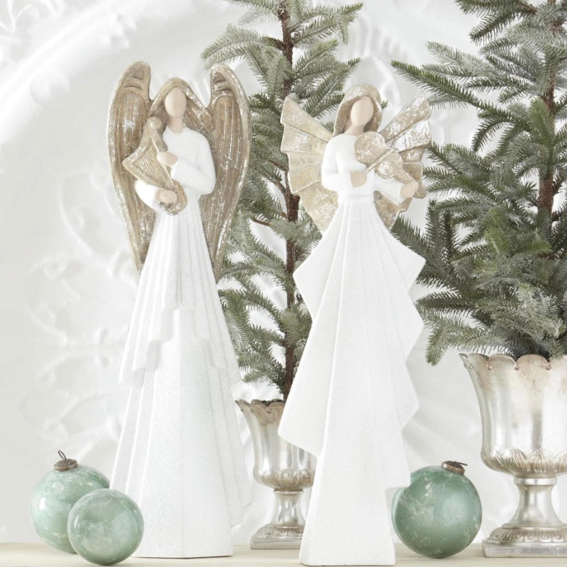 Set of 2 - Glittering Angels with Instruments