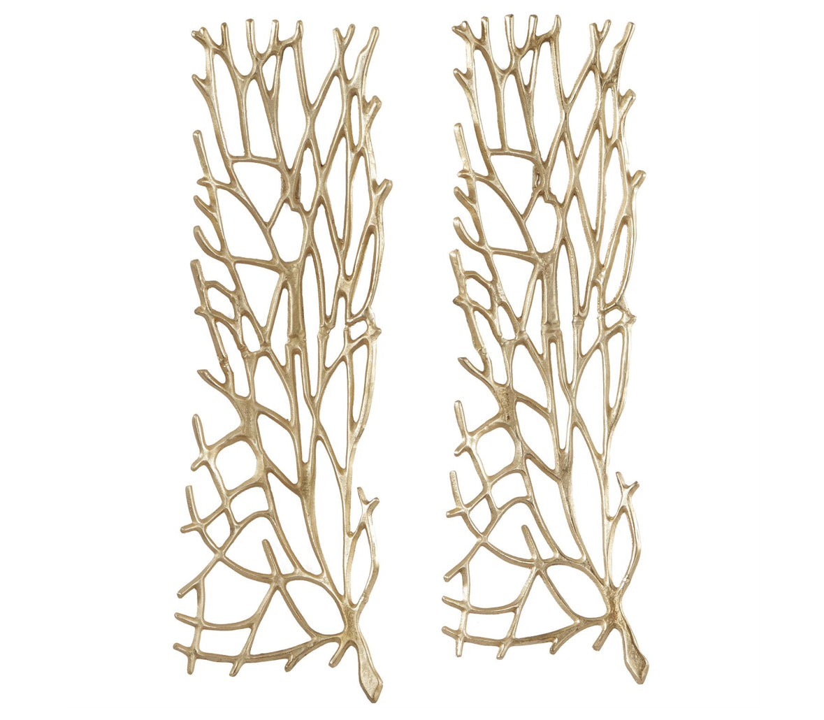 Gold Aluminum Metal Coral Wall Decor - Set of 2