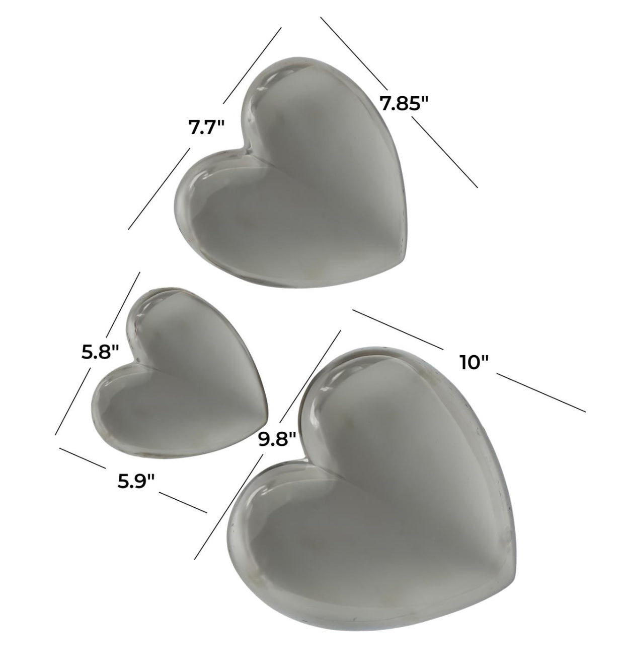 Silver Ceramic Hearts Slanted Home Wall Decor