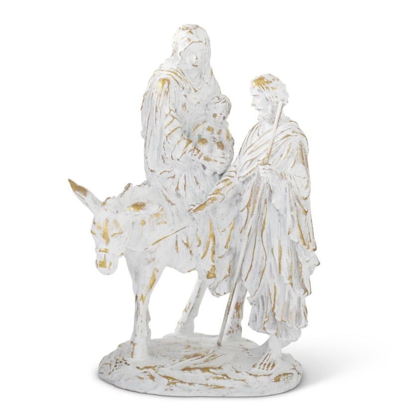 Joseph with Mary Nativity Sculpture - White/Gold