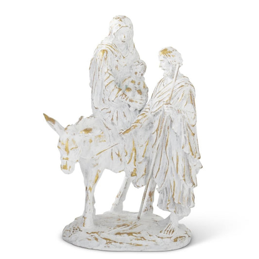 Joseph with Mary Nativity Sculpture - White/Gold