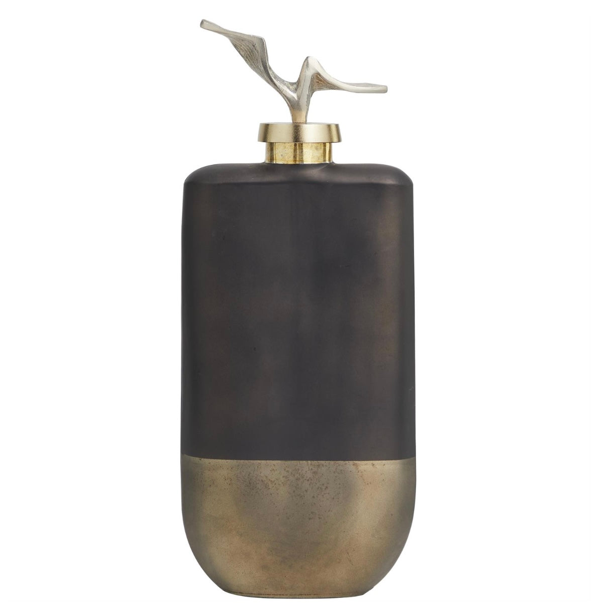 Bronze Glass Abstract Colorblock with Gold Accents and Silver Wave Top