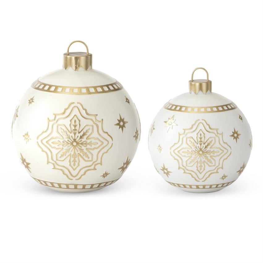 Decorative Ornaments Set of 2 - White/Gold