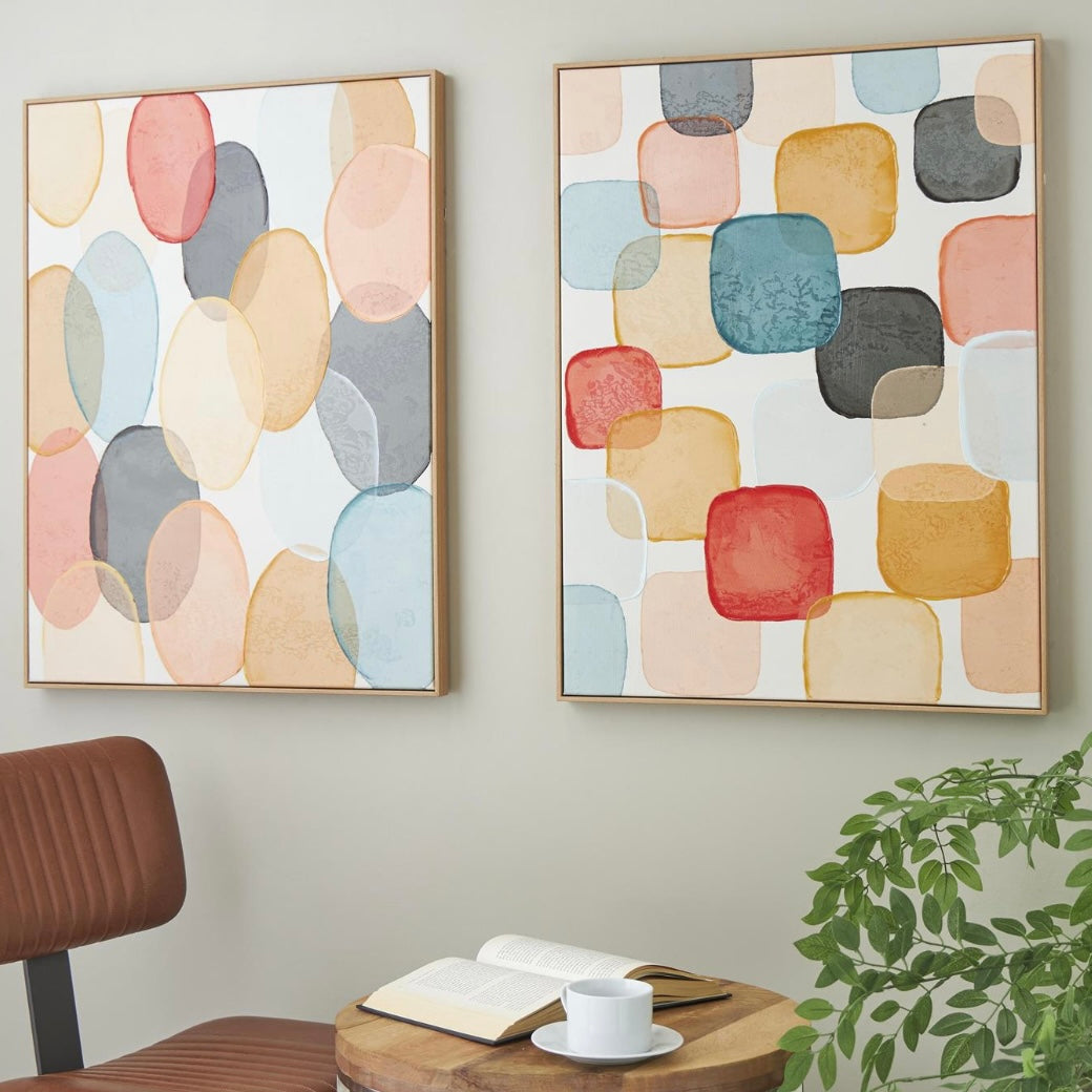 Abstract Stool Shapes Multicolored Abstract Geometric Shapes Canvas – Stool & Deco