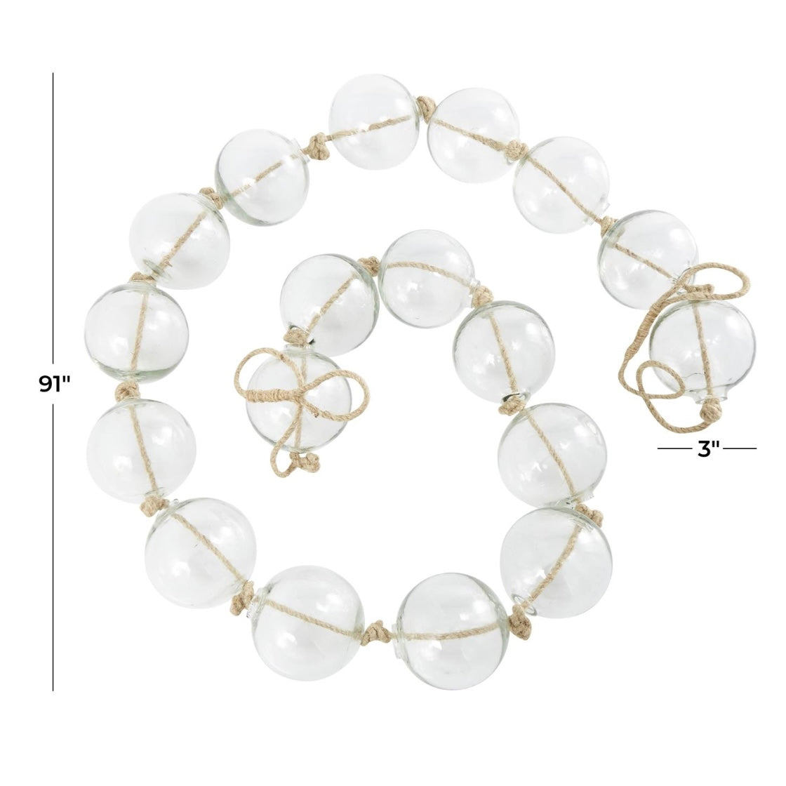 Clear Glass Orb Knotted rope Garland