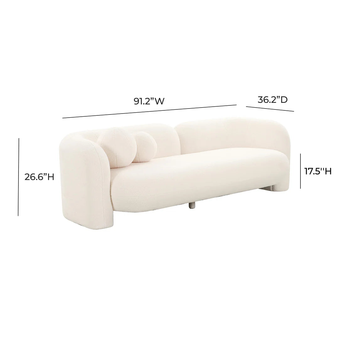 Amelie 91” faux fur sofa