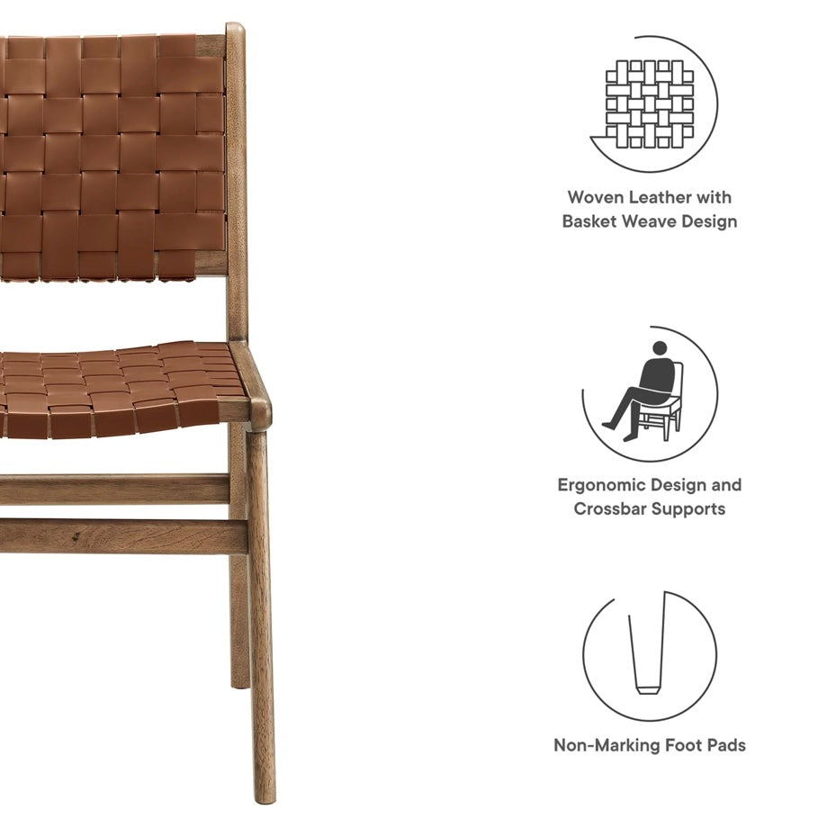 Saoirse Woven Faux Leather Dining Chair