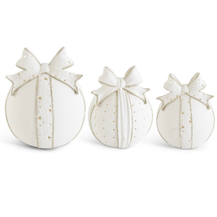Set of 3 - Cutout White Porcelain LED Tabletop Ornamnetns