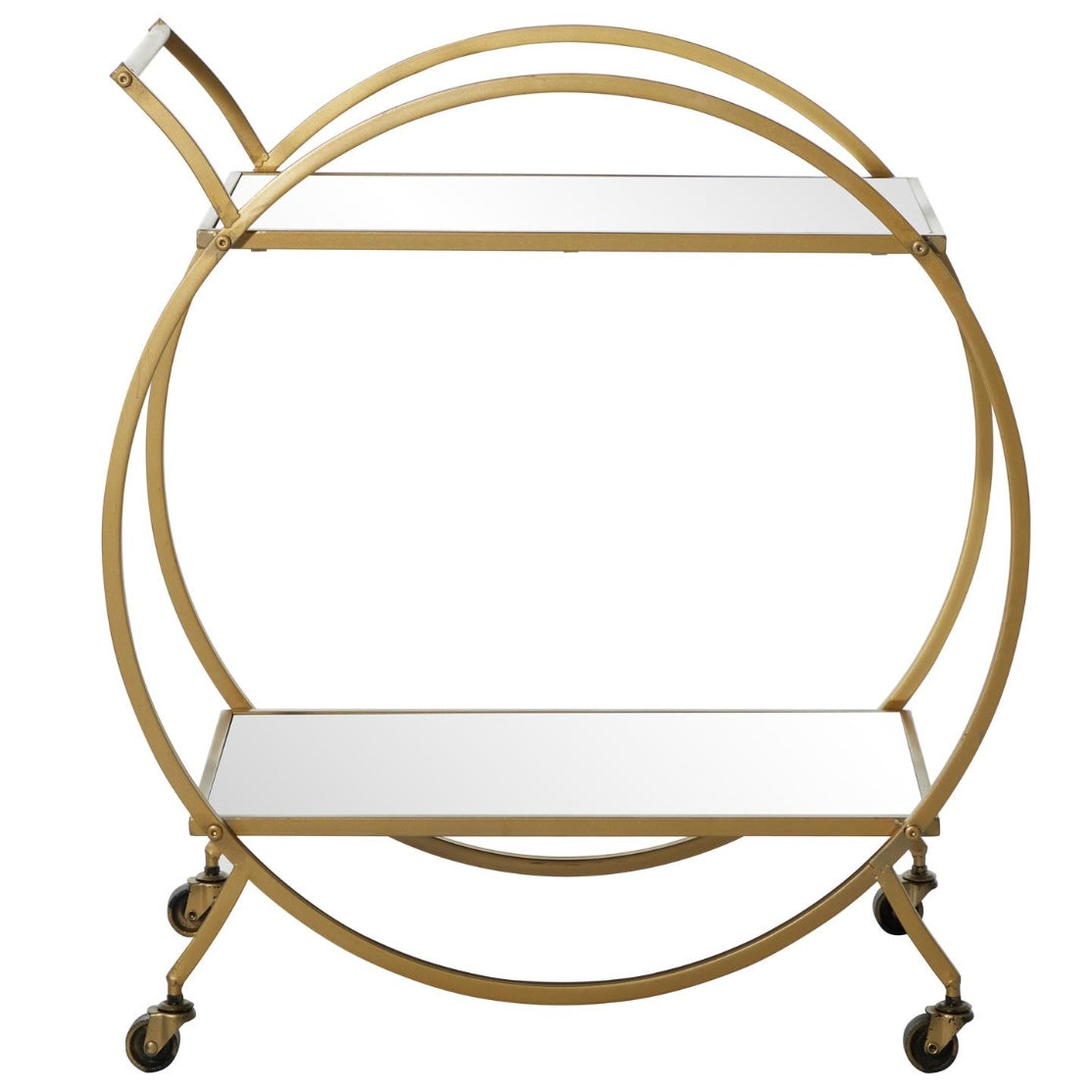 Gold metal rolling bar cart