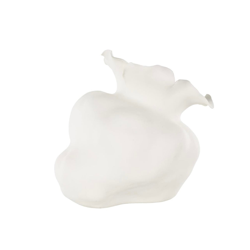 Ceramic White Peddle Wide Rim Decorative Vase