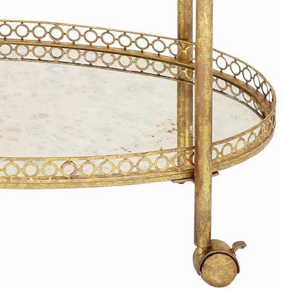 Gold Metal Mirrored Bar Cart