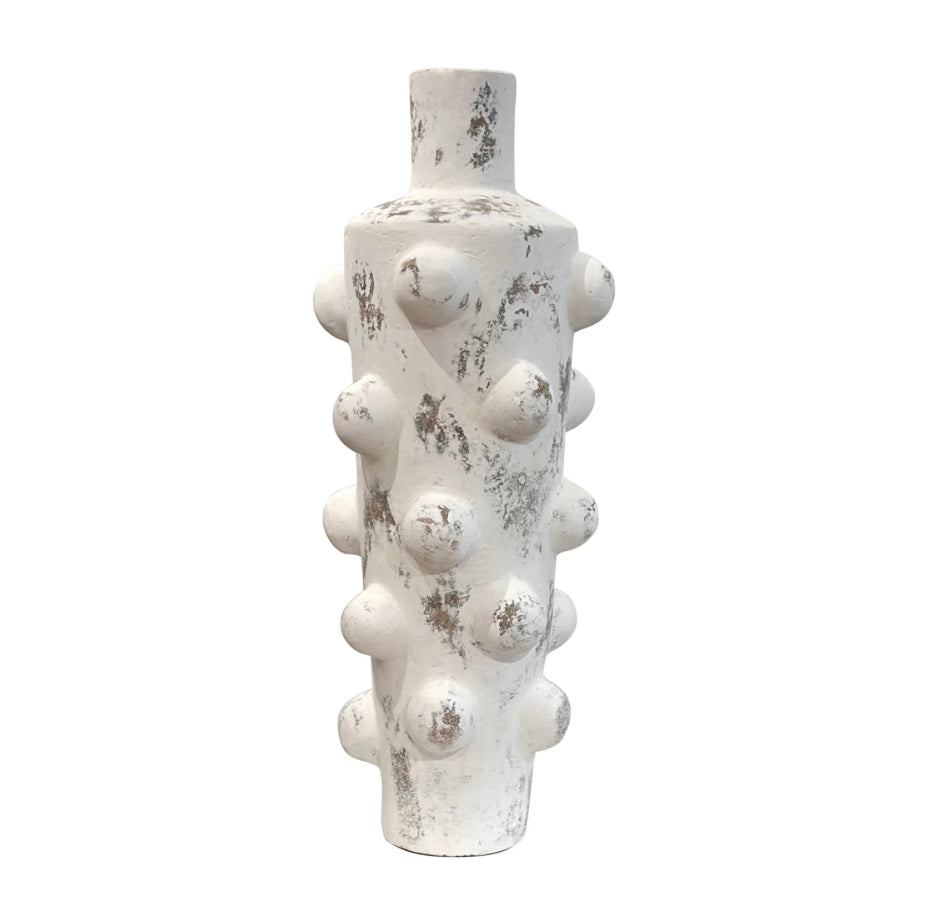 WATTS VASE LARGE Distressed White Finish on Ceramic