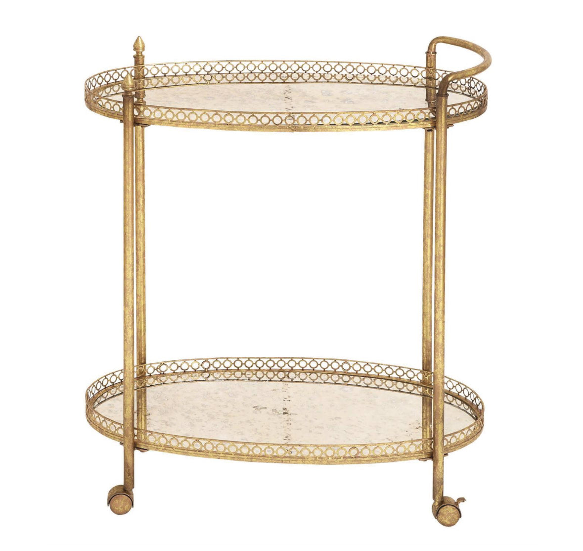Gold Metal Mirrored Bar Cart