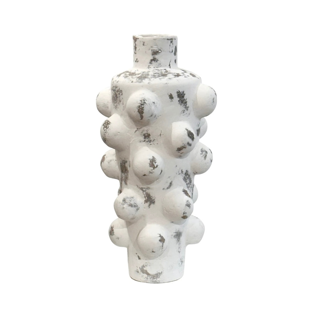 WATTS VASE MEDIUM Distressed White Finish on Ceramic
