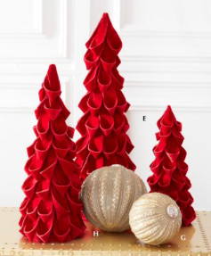 Ribbon Cone Trees Set of 3 - Red Velvet